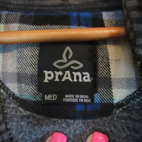 PrAna men's Medium Gray Striped Keller Hooded Zip Up Sweatshirt Light Jacket - Picture 2 of 4